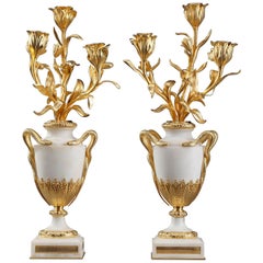 18th Century Louis XVI Marble and Gilt Bronze Candelabra