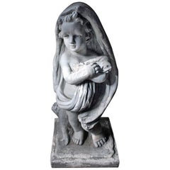 Antique Painted Plaster Figure of a Putto, circa 1900