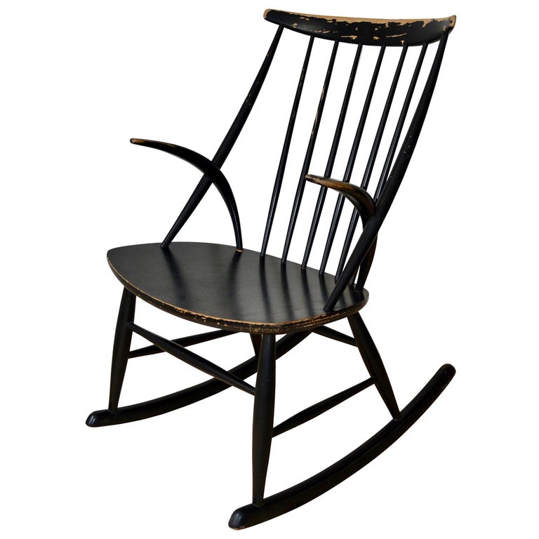 Danish Mid-Century Modern Illum Wikkelsø Rocking Chair For Sale