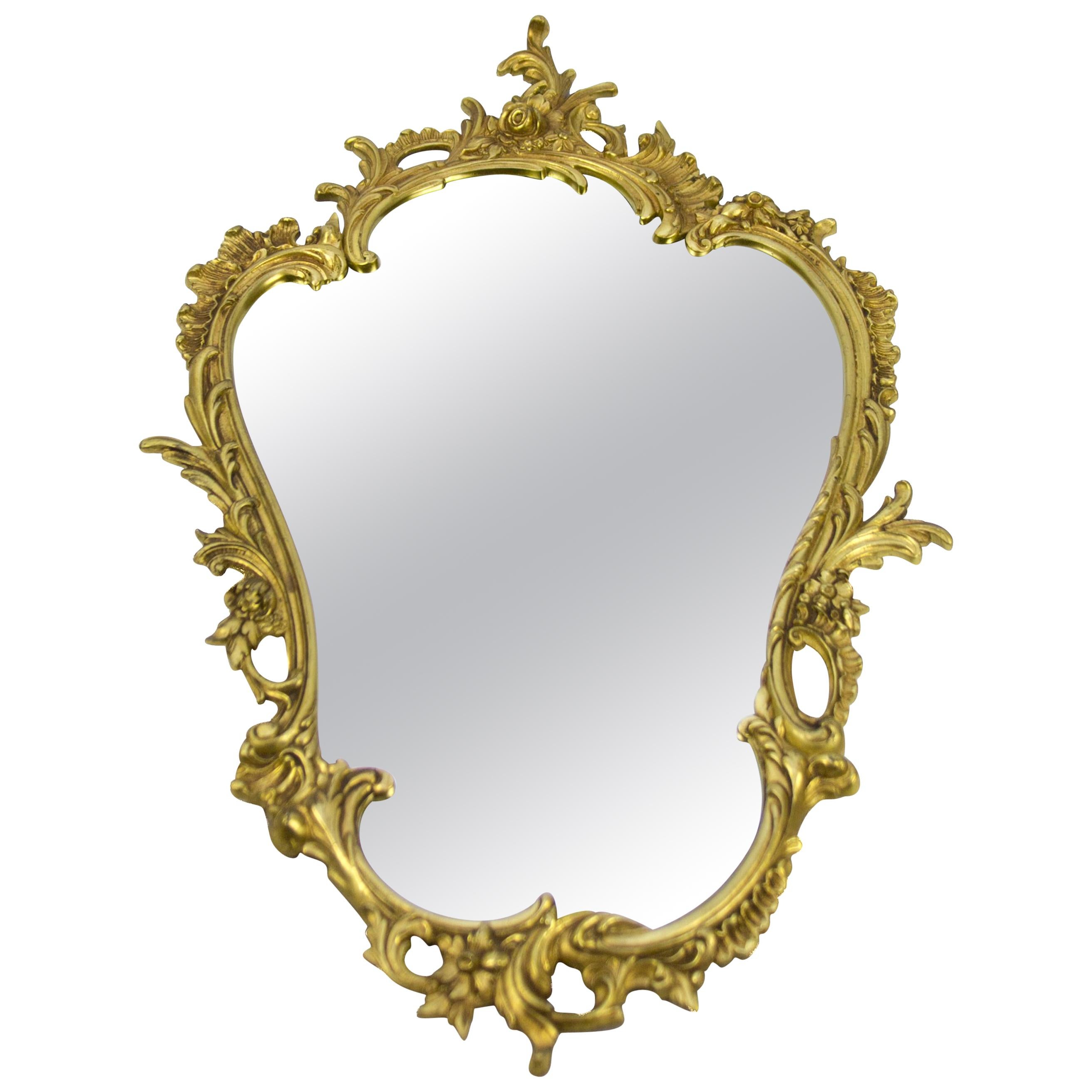 French Louis XV Style Wall Mirror in Bronze