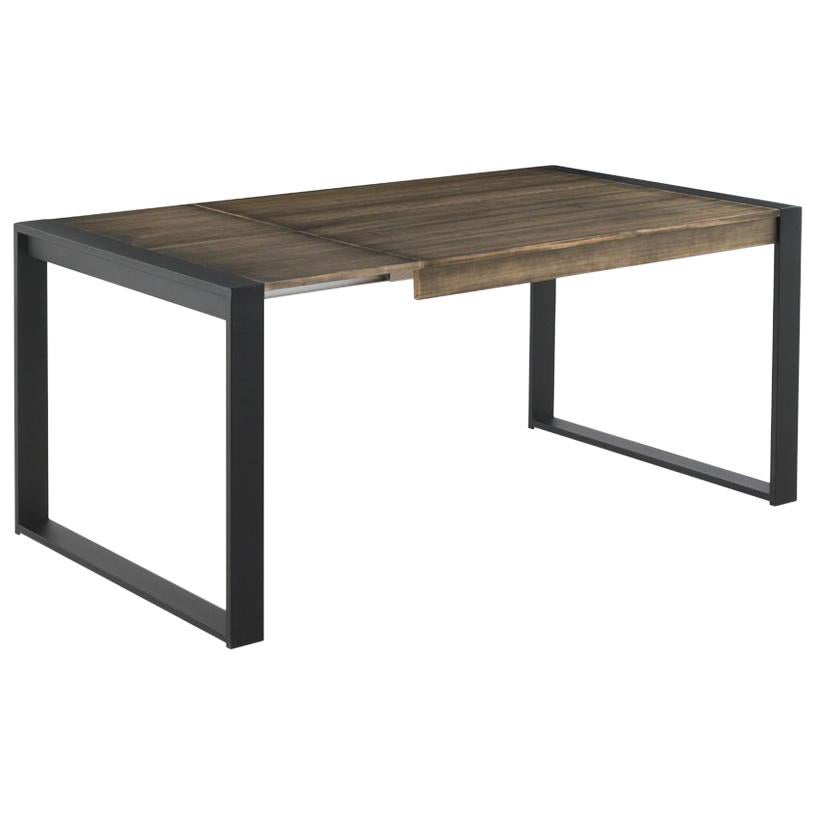 Ausziehbarer Esstisch für den Innen- und Außenbereich mit Holzplatte im Angebot