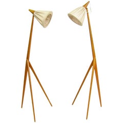 Two Giraffe Floor Lamps by Uno Kristiansson for Luxus