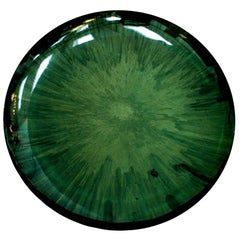 Modern Sculptural Concave Green Glass French Mirror