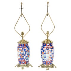 Antique Imari Style Porcelain Vases Converted to Table Lamps