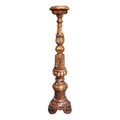 18th Century Italian Gilded Wooden Candlestick