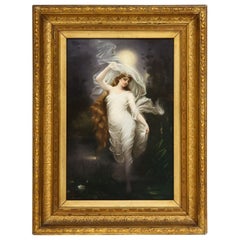 Grande et exceptionnelle plaque en porcelaine KPM de Berlin représentant une jeune fille:: Dietrich