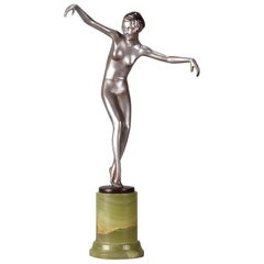 Austrian Cold Painted Art Deco Bronze Figure "Rebecca" by Josef Lorenzl