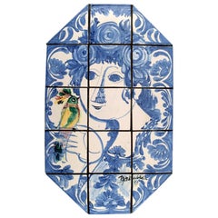 Bjørn Wiinblad, the Blue House, Very Rare Large Wall Plaque, 1973