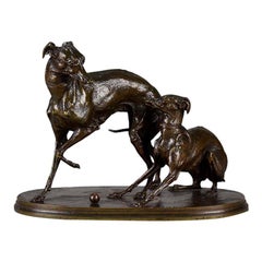Étude en bronze animalier intitulée "Jiji & Giselle" par Pierre Jules Mêne