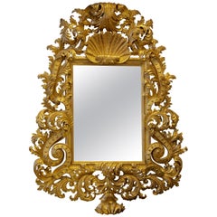 Miroir de style baroque sculpté à la main, doré en or 23,75 carats par La Maison London