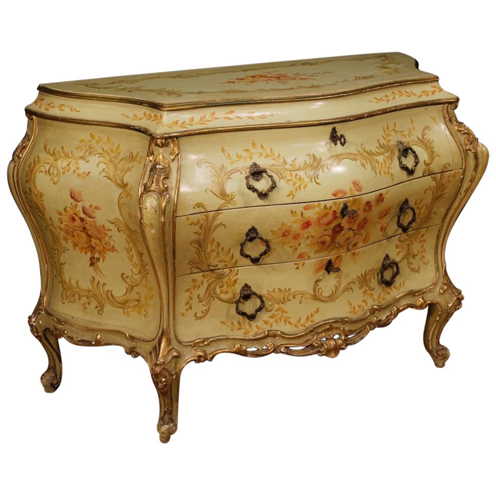 20th Century Lacquered, Painted, Giltwood Venetian Dresser, 1960