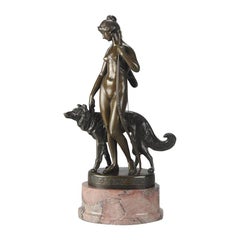 German Bronze Figure "Diana the Huntress" by a Muller-Crefeld