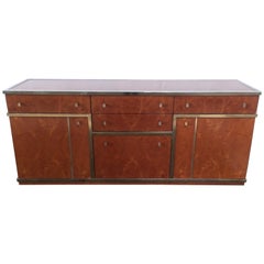 Mid-Century Modern Italian Briar-Root Metal Framed Cupboard or Cabinet, 1970s