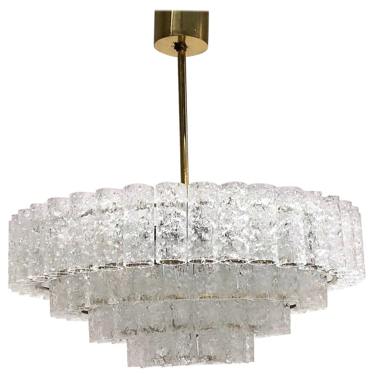 Large Four-Tier Glass Tube Chandelier by Doria Leuchten ...