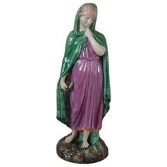 Antique Majolica Glazed Parian Figure of Highland Mary