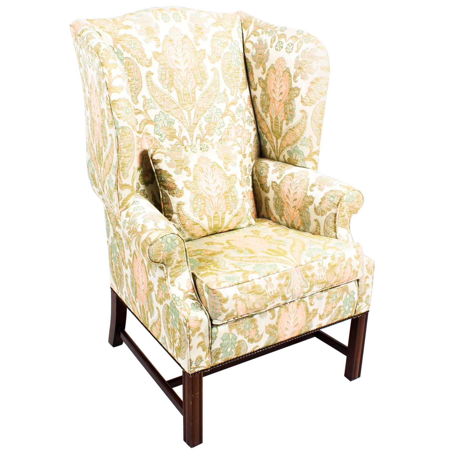 Vintage Chippendale Revival Wingback Chair Armchair, 20th Century