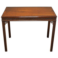 Edwardian Mahogany Chippendale Revival Antique Side or Writing Table