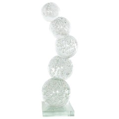 Modernist Hand Blown Murano Translucent Bubble Glass Stacked Spheres Sculpture