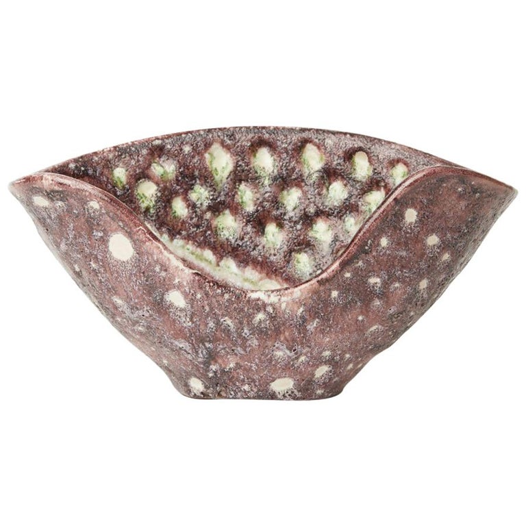 Guido Gambone Italian Volcanic Glazed Bowl, Mid-20th Century 1