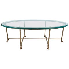 Mid-Century Modern Brass and Beveled Glass Cocktail Table in the Style of Jansen