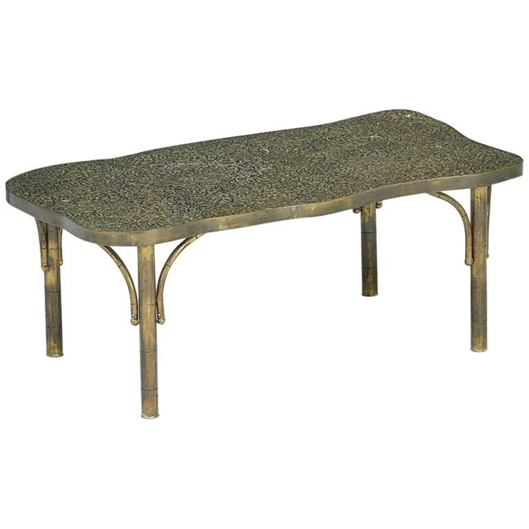 Acid Etched Bronze Patinated "Etruscan"  Coffee Table by Philip and Kelvin Laver