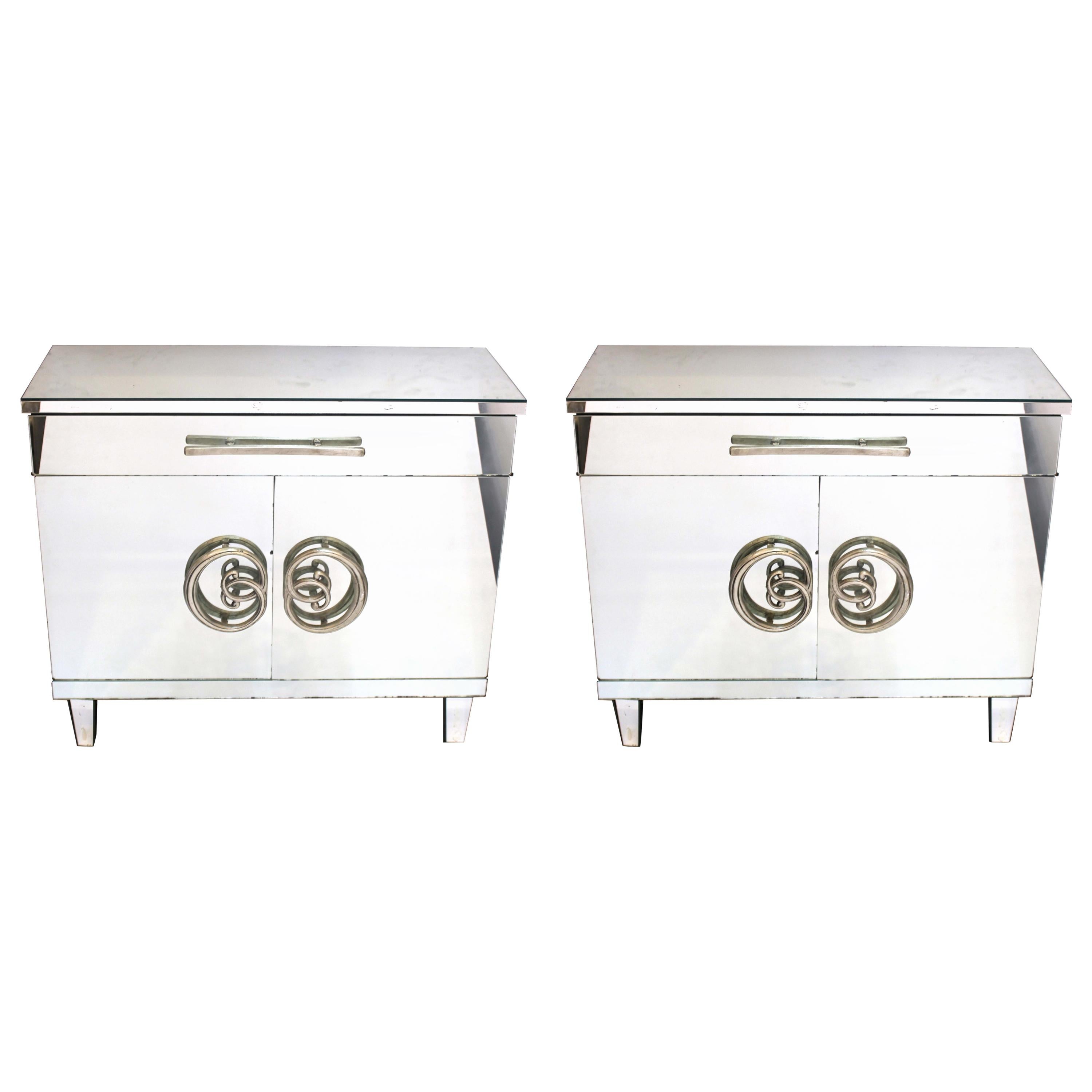 Hollywood Regency Mirrored Commodes