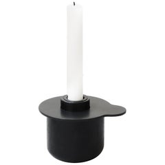 Kumo Candle Holder in white oak and 3mm black coated steel 