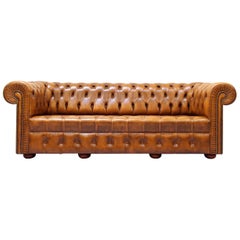 Chesterfield Vintage Chippendale English Sofa Leather Antique Couch