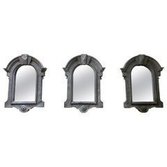Three French Architectural Zinc Dormer Mirrors from the 19th Century