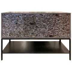 Customizable Gray Ravenna Glass Mosaic Cabinet with Metal Shelf by Ercole Home
