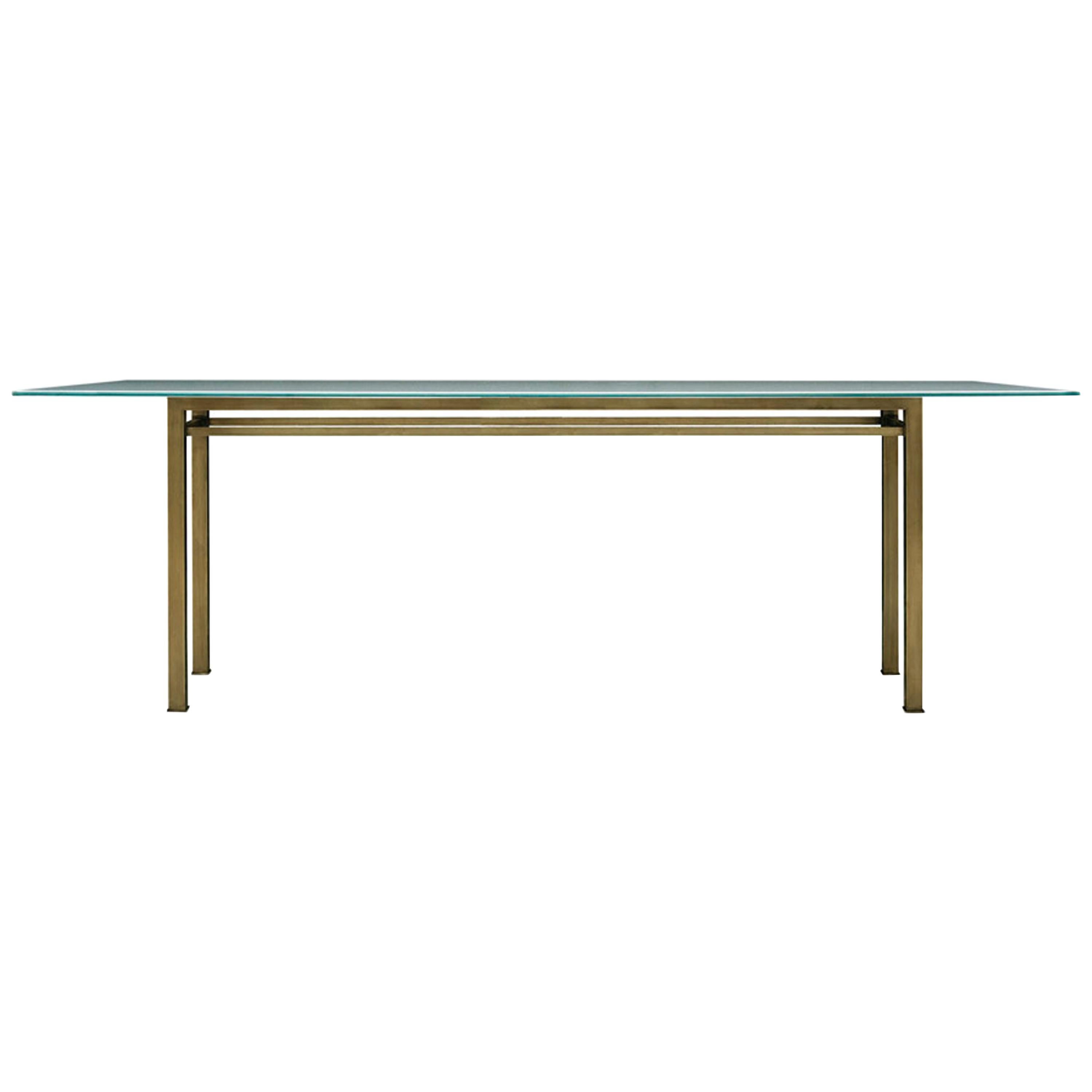 90° Glass & Metal Rectangular Dining Table, Vica designed by Annabelle Selldorf