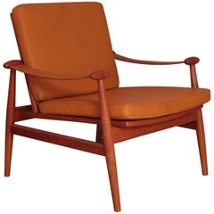 Finn Juhl Model 133 'Spadestolen' Teak and Leather Lounge Chair