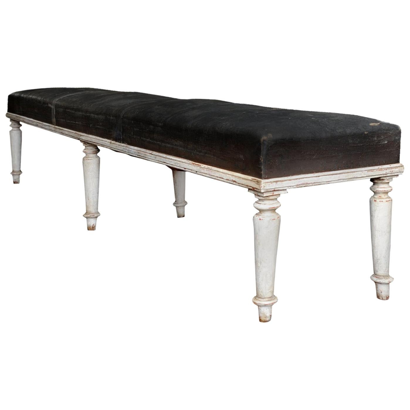 Long English George IV Period Painted Hall or Gallery Bench, circa 1825 For Sale