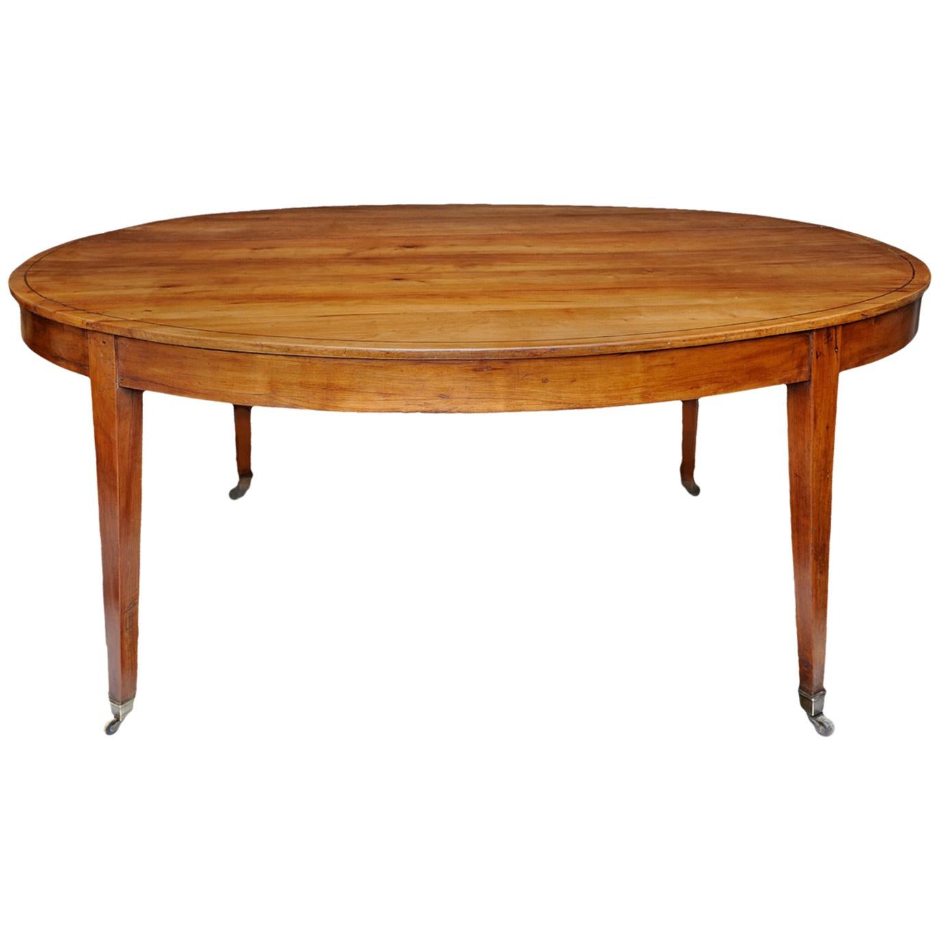 French Louis XVI/Directoire Oval Cherrywood Dining or Library Table, circa 1790 For Sale