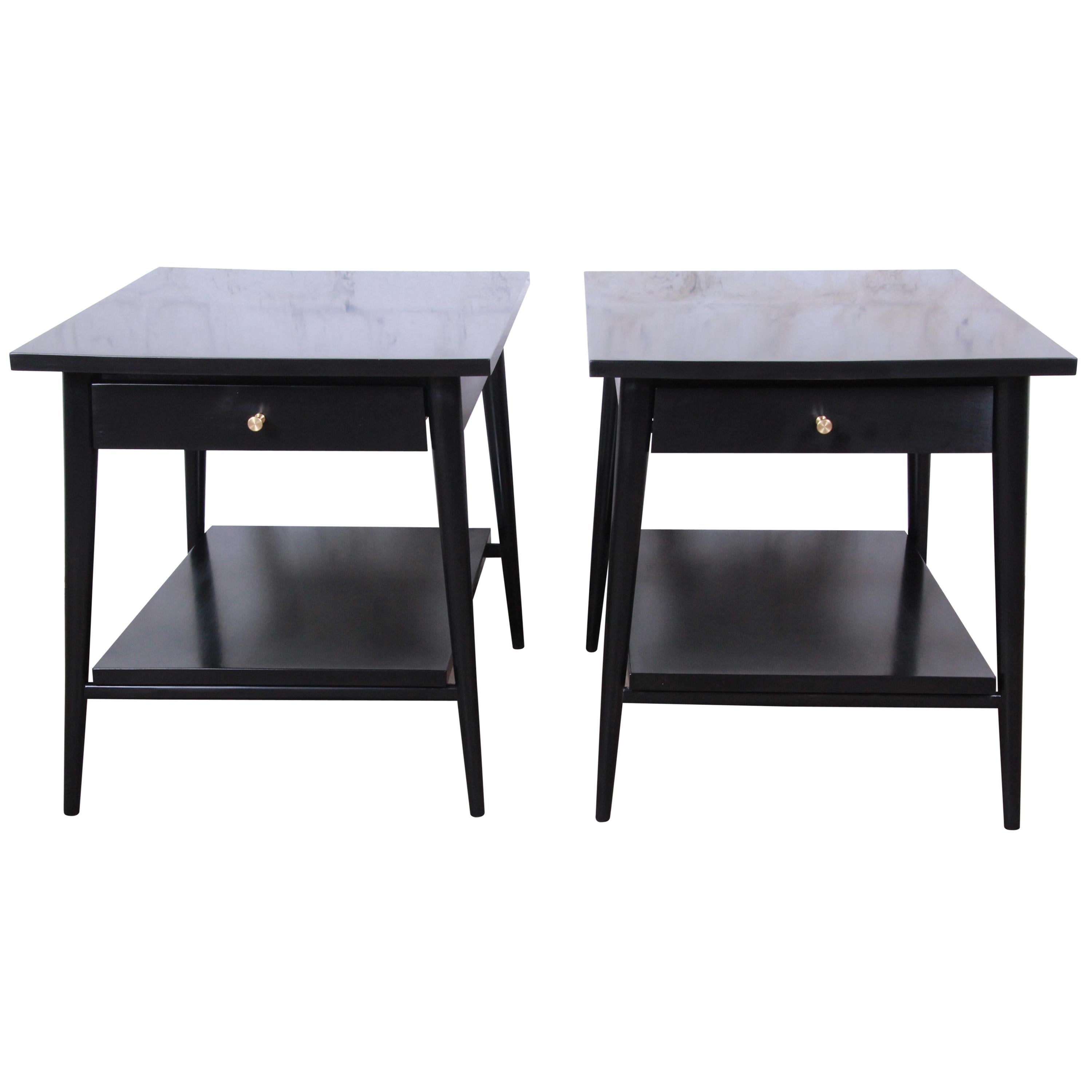Paul McCobb Planner Group Ebonized Nightstands or End Tables, Pair
