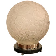 Lampe de table Art déco française par Sabino avec motif géométrique