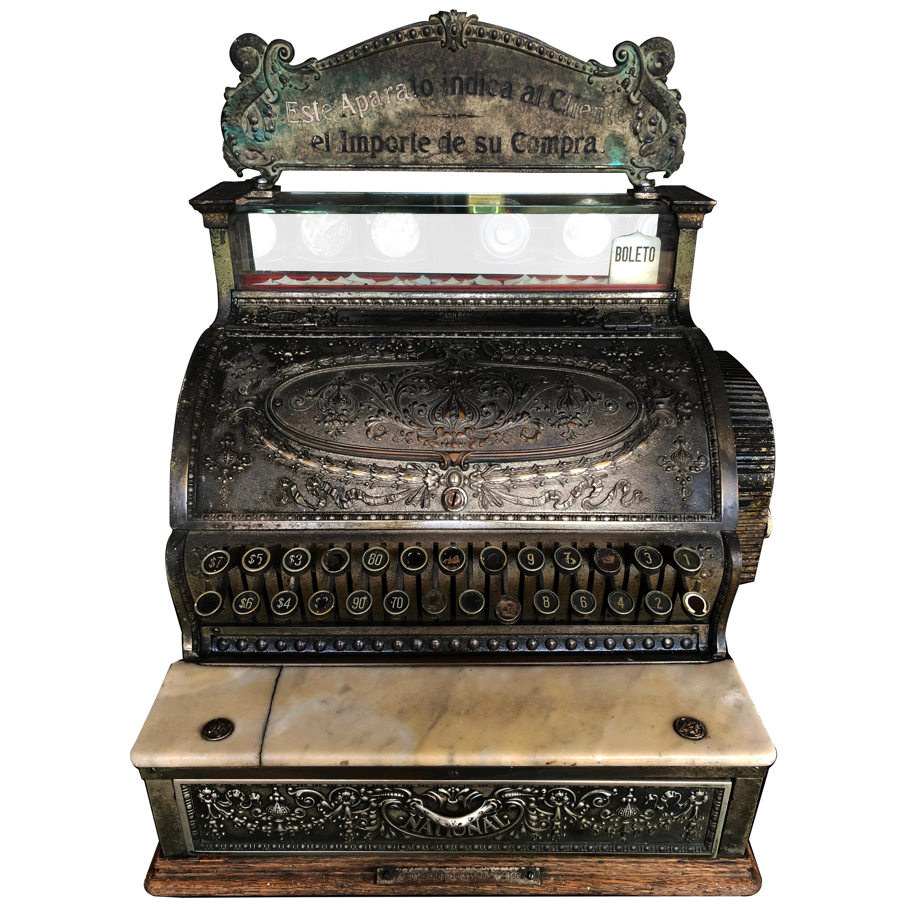 Amazing Early 1900s National Brass Cash Register from México