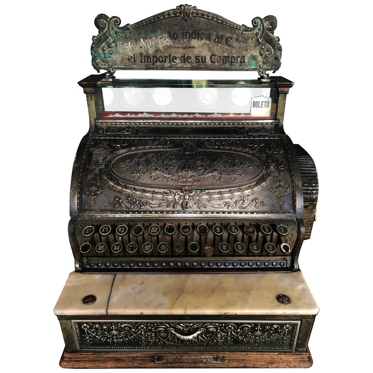 Amazing Early 1900s National Brass Cash Register from México