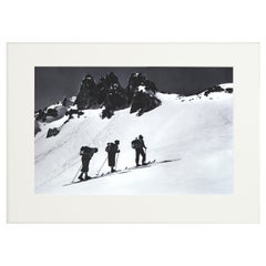 Vintage Alpine Ski Photograph, 'Three Peaks' Taken from 1930s Original