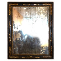 19th Century Style Chinoiserie Mirror in Black Lacquer