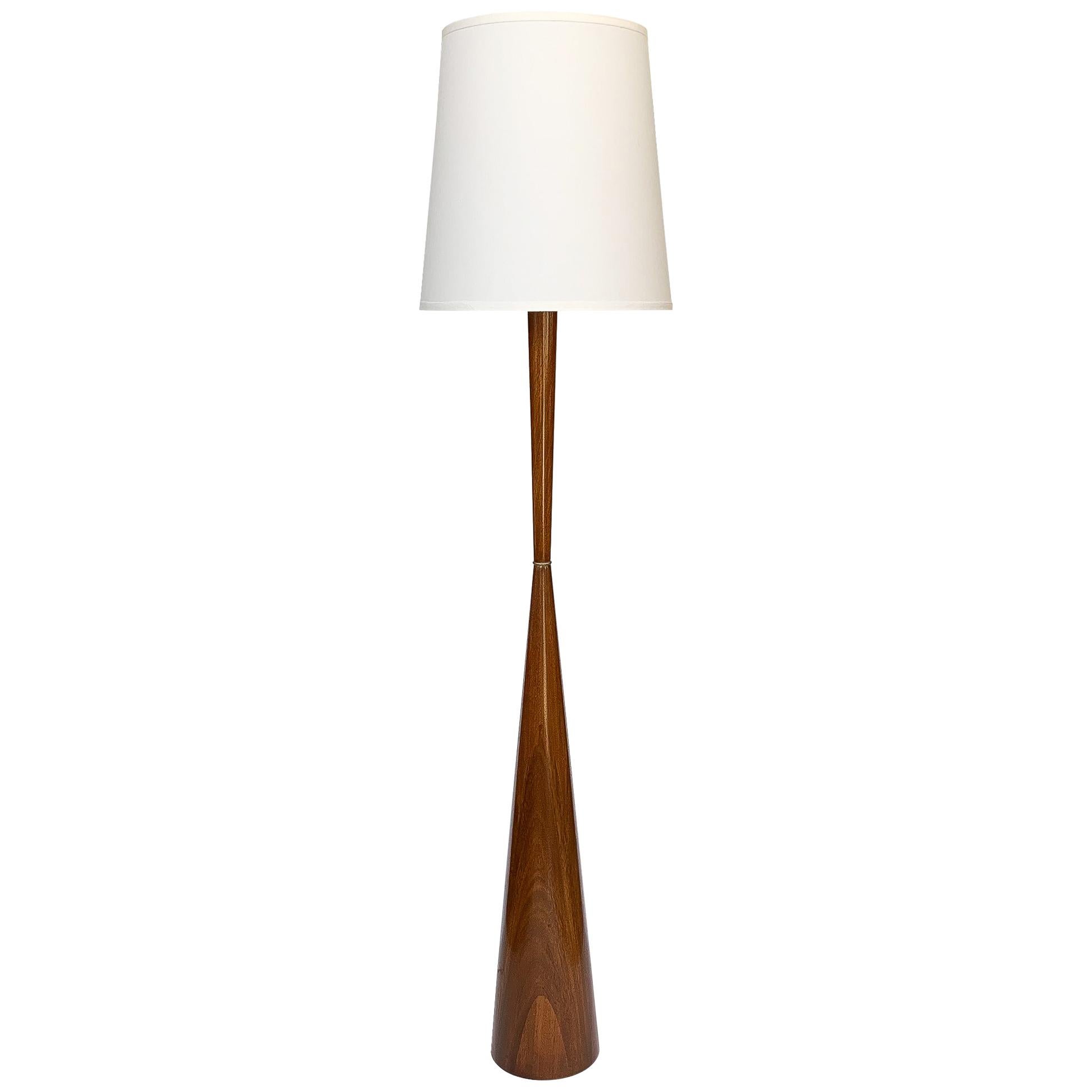 Walnut Hourglass Floor Lamp in the Manner of Raymond Pfenning 
