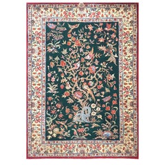 Authentic Persian Hand Knotted Tree of Life Green Qum Rug