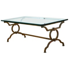 Vintage Wrought Iron Poillerat Style Coffee Table