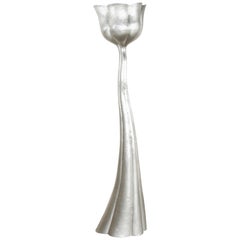 Lotus Pod Torchiere, White Bronze by Robert Kuo, Limited Edition, in Stock