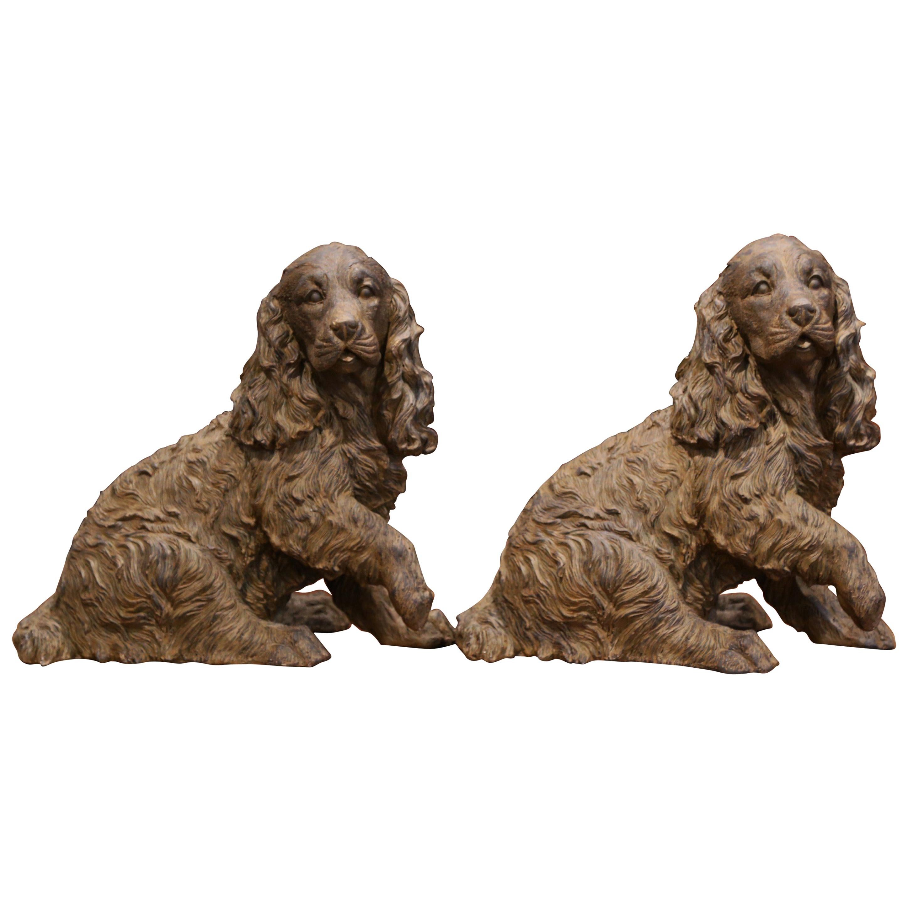 Pair of Belgium Resin Cocker Spaniel Sculptures