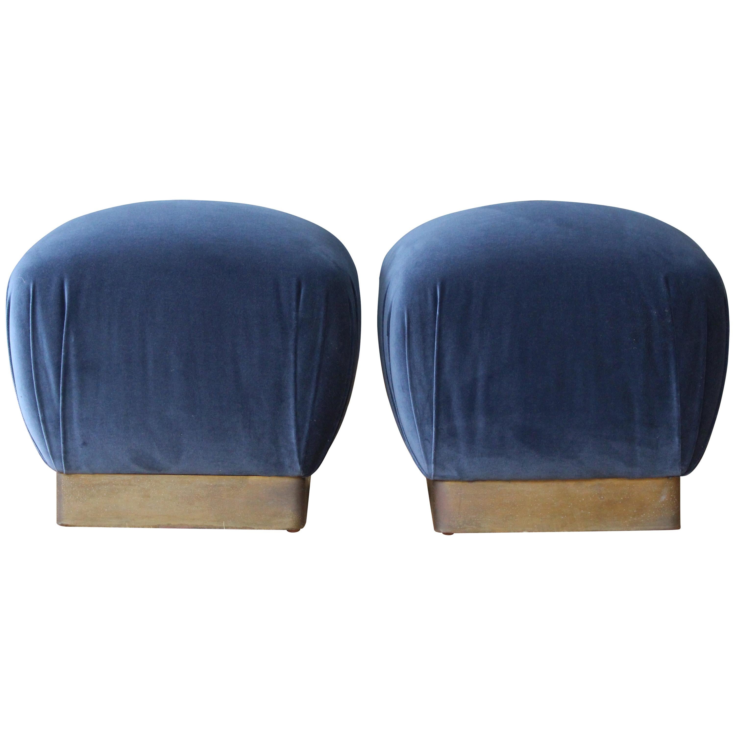 Pair of Ottomans or Stools in the Style of Karl Springer, 1970s