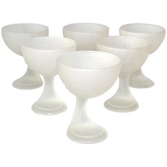 Set of Six One of a Kind Italian Vintage Frosted Champagne Coupe Glasses