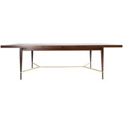 Paul McCobb for Calvin Dining Table with Brass X Cross Support