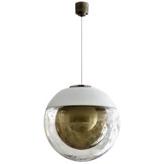 Lampe à suspension italienne multi- globes transparent, brun ambré et transparent