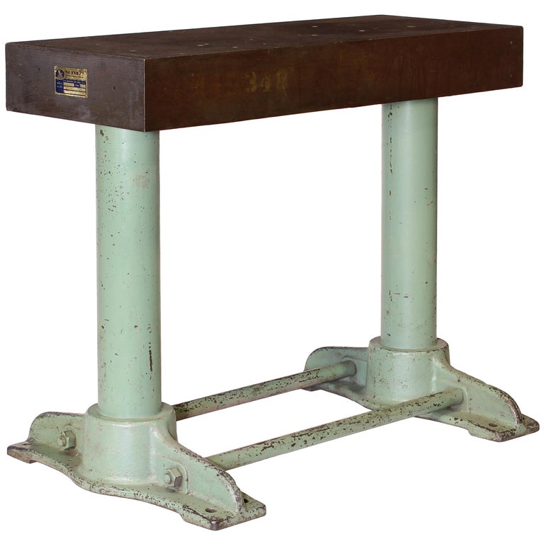 Authentic Vintage Industrial Cast Iron Work Console Table